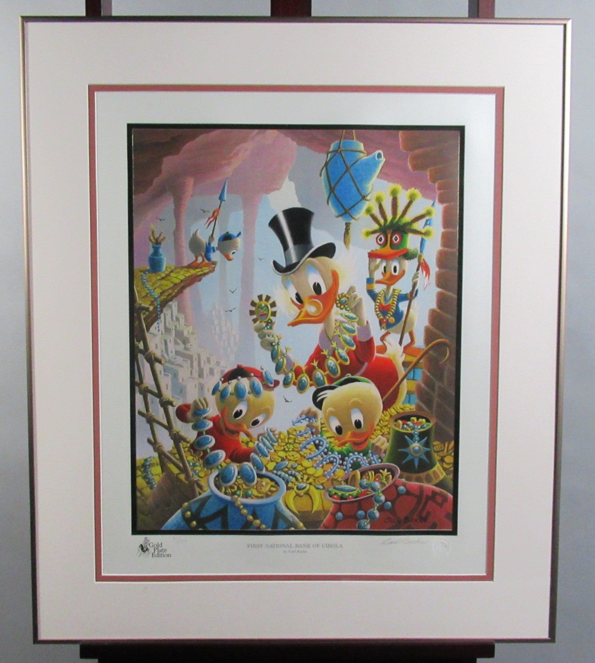 Donald Duck and Uncle Scrooge First National Bank Of Cibola Carl Barks Signed Gold Plate Edition